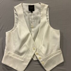 The Limited White, Cream Sleeveless One Button Vest Size Medium NWT Old Money